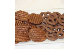 Order Milk Chip and Milk Pretzel Combo Box food online from Chocolates By Grimaldi store, Grand Haven on bringmethat.com