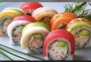Order 48. Rainbow Roll food online from Amazing Myanmar Asian Cuisine store, Kentwood on bringmethat.com