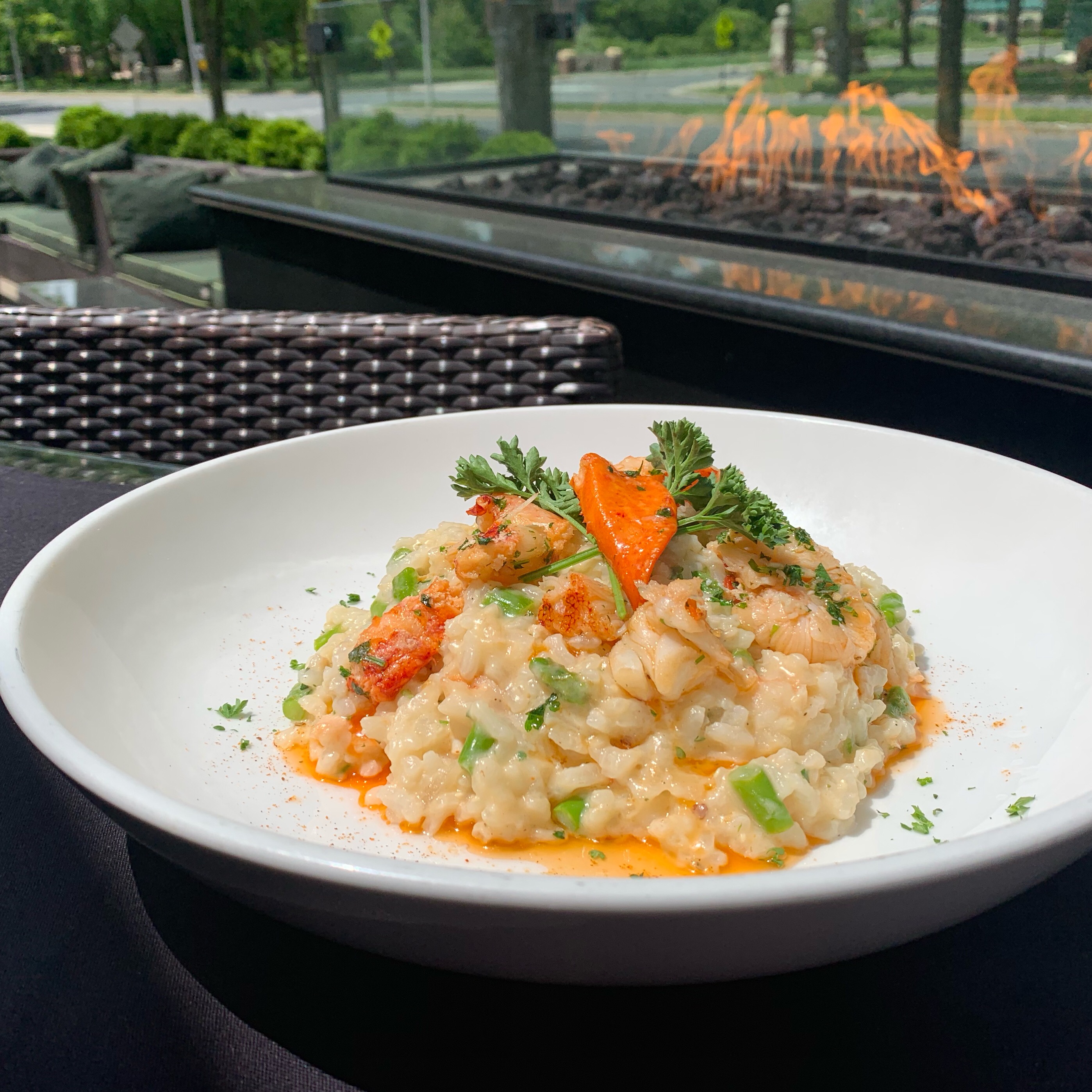 Order Garlic Shrimp and Vegetable Risotto food online from Maggie Mcflys Restaurant store, Southbury on bringmethat.com