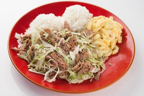 Order E2. Kalua Pork with Cabbage Mini food online from Mahalo! store, San Francisco on bringmethat.com