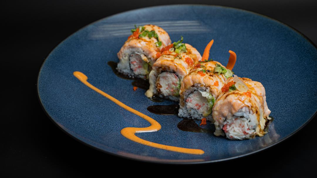 Order Baked Salmon Roll food online from Jin Sushi store, Downey on bringmethat.com