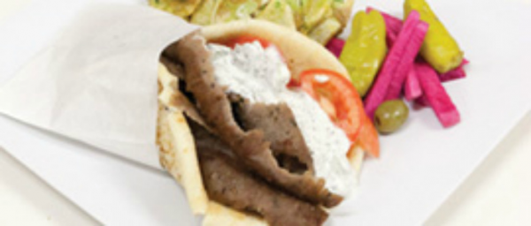 Order #17. Gyro Wrap food online from The Green Olive store, Gardena on bringmethat.com
