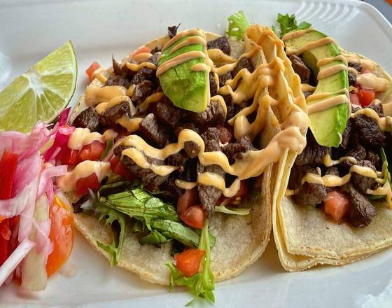 Order Grass Fed Carne Asada Tacos food online from The Purple Elephant store, Northport on bringmethat.com
