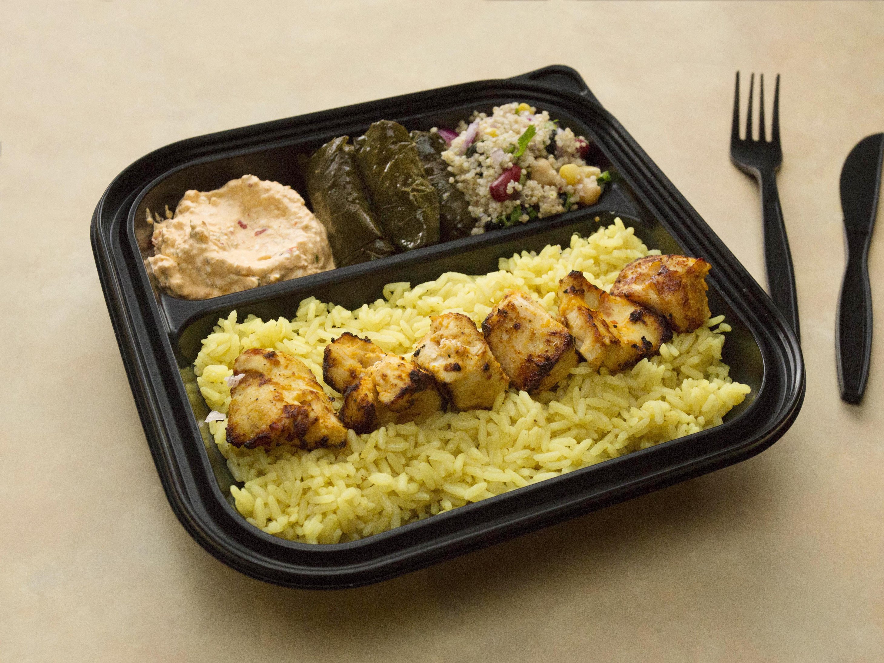 Order 1 Protein Plate food online from Zaky Mediterranean Grill store, Upland on bringmethat.com