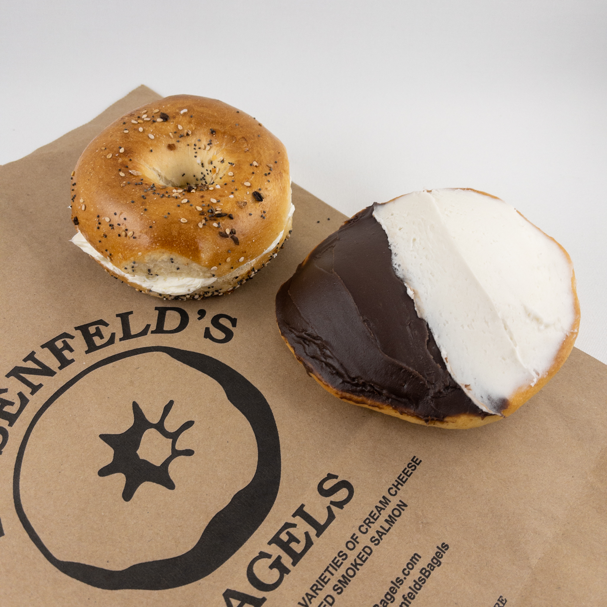 Order Bagel with Cream Cheese and Black & White Cookie  food online from Rosenfeld Bagels store, Newton on bringmethat.com