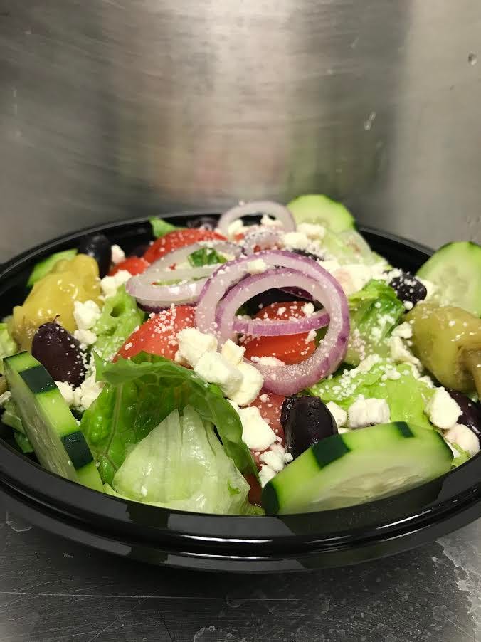 Order Greek Salad - Salad food online from Middy Mags Pizzeria store, Glenview on bringmethat.com