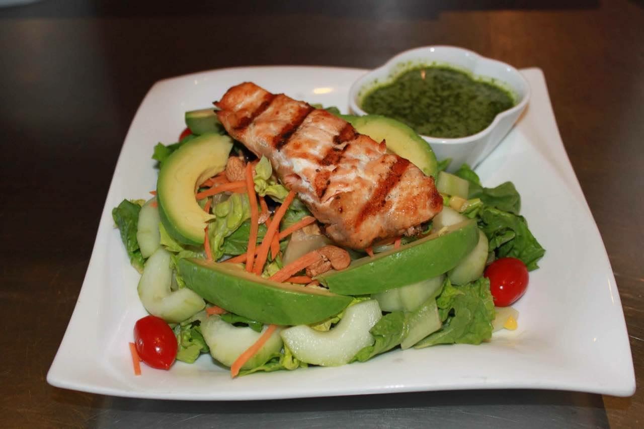 Order 13. Grilled Salmon Cilantro Salad food online from Jade China store, Riverside on bringmethat.com