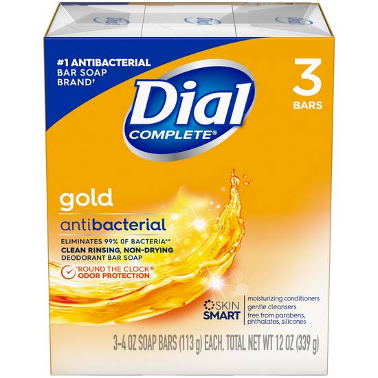 Order Dial Antibacterial Deodorant Bar Soap, Gold, 4 OZ, 3 Bars food online from CVS store, MANKATO on bringmethat.com