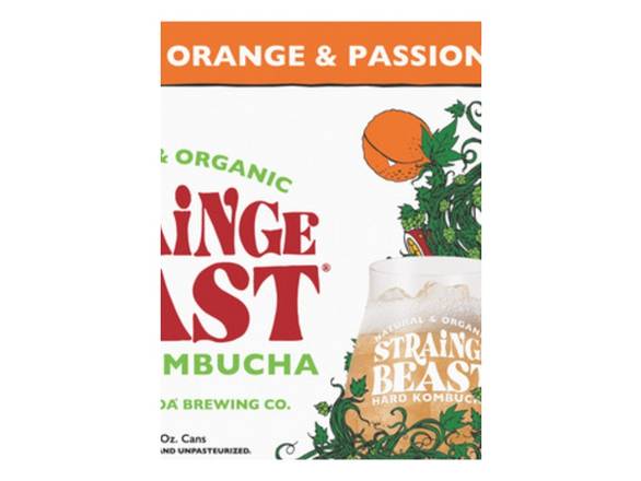 Order Strainge Beast Passion Fruit, Hops & Blood Orange Hard Kombucha - 6x 12oz Cans food online from Shell Beach Liquor & Deli store, Pismo Beach on bringmethat.com