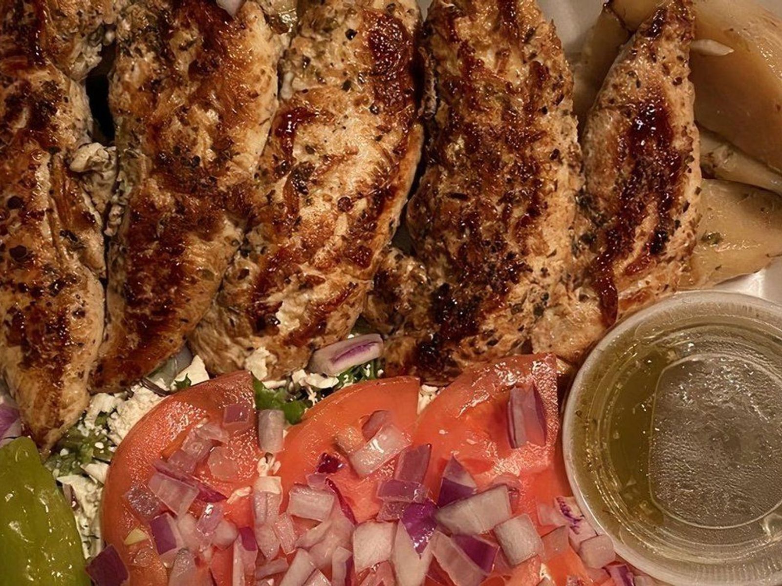 Order Chicken Souvlaki Dinner food online from Olympia Grill store, Getzville on bringmethat.com