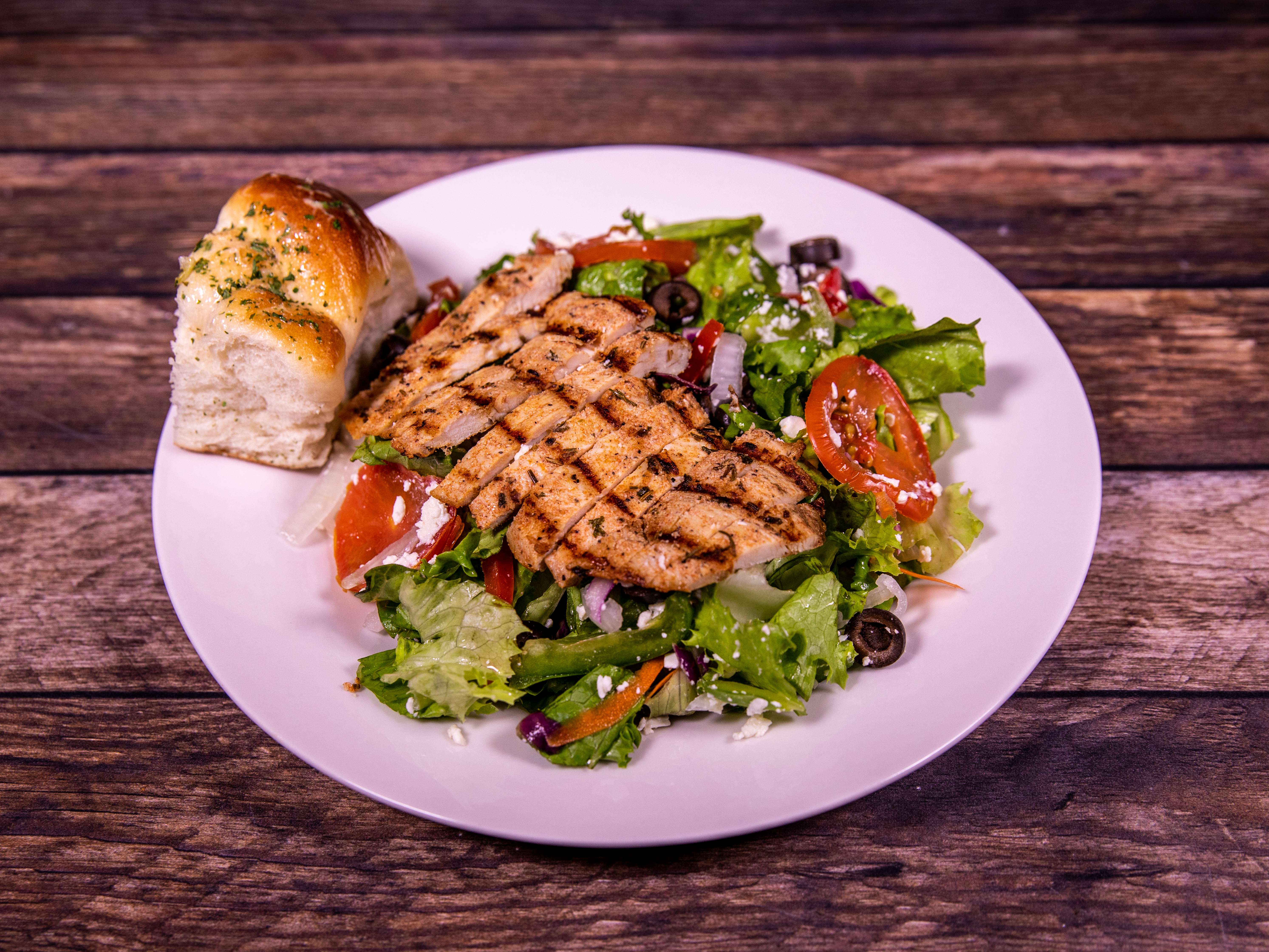 Order Chicken Greek Salad  food online from Brother's Pizza store, Grand Prairie on bringmethat.com