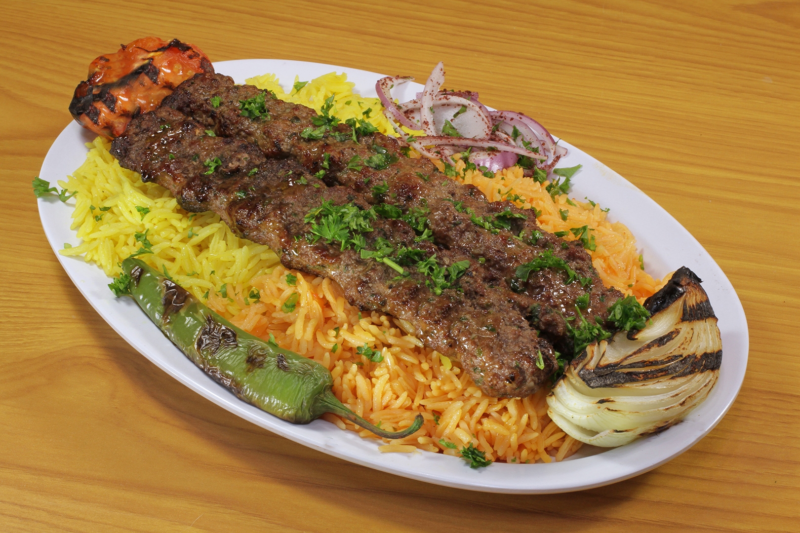 Order Kufta Kebab Plate food online from Fill A Pita store, Downers Grove on bringmethat.com