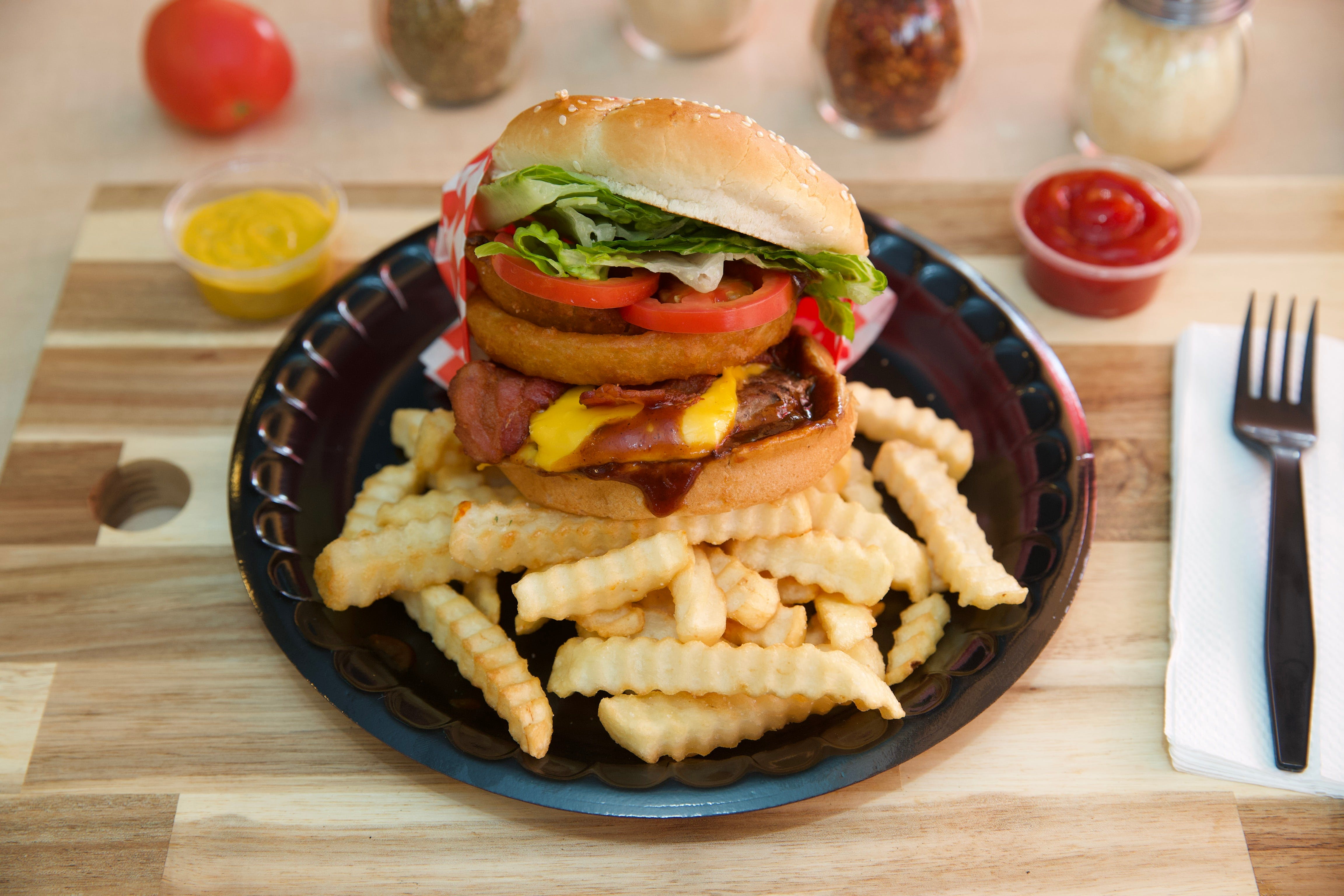Order Western Burger - Burger food online from California Pizza Place store, Anaheim on bringmethat.com