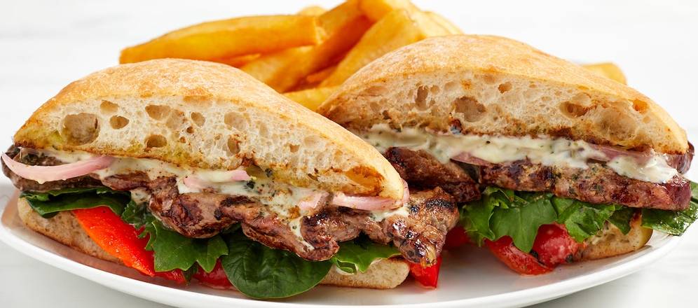 Order Steak Sandwich* food online from Firebirds Wood Fired Grill store, Raleigh on bringmethat.com