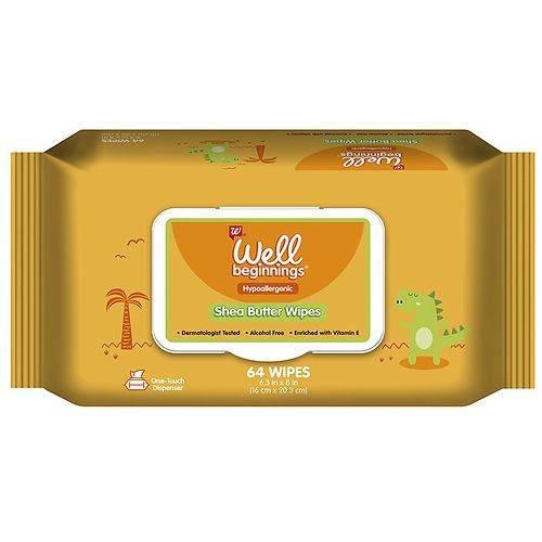 Order Well Beginnings Baby Wipes Shea Butter - 64.0 ea food online from Walgreens store, CALLAHAN on bringmethat.com