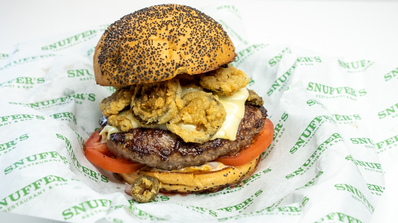 Order Fried Jalapeno Cheeseburger food online from Snuffer's store, Addison on bringmethat.com