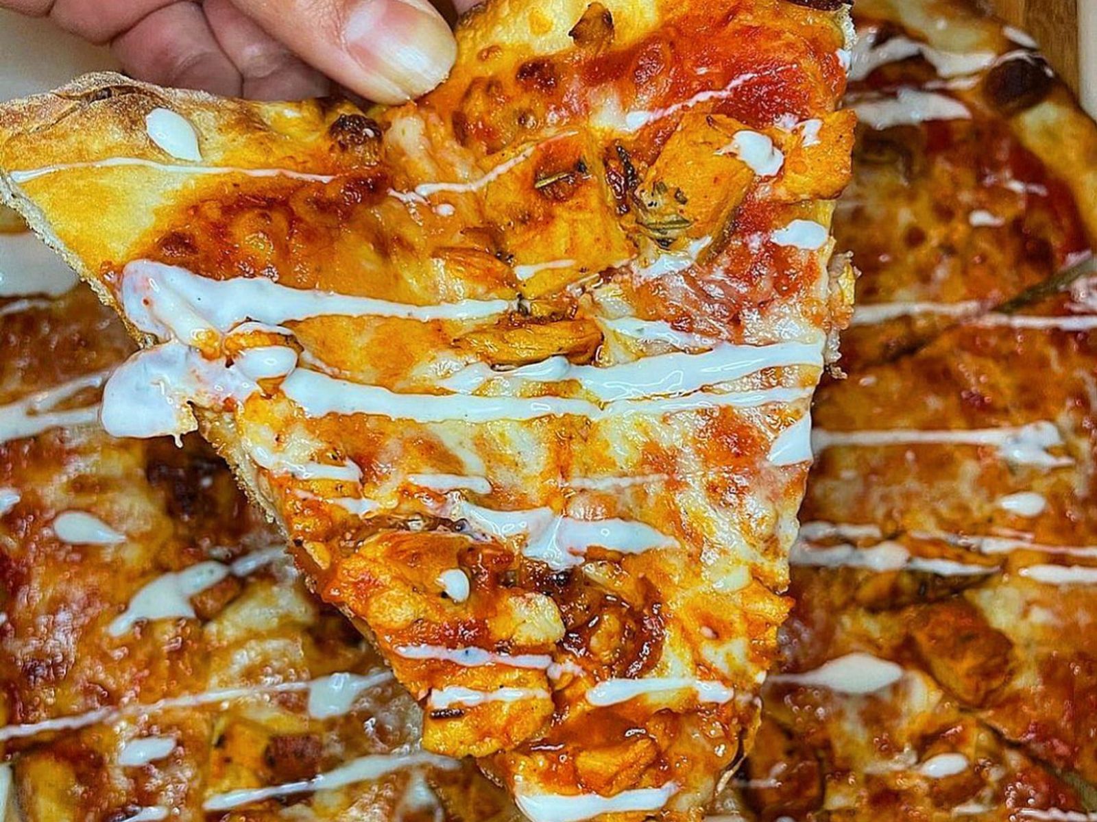 Order Buffalo Chicken Pizza food online from Alessio’s Cafe | Gelato | Pizza store, Hoboken on bringmethat.com
