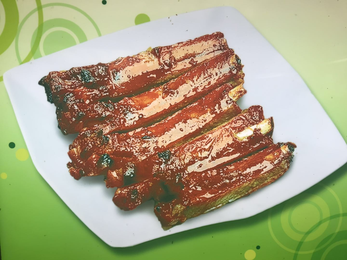 Order 15. BBQ Pork Spare Ribs with Bone food online from Ginger Chinese Restaurant store, Poughkeepsie on bringmethat.com