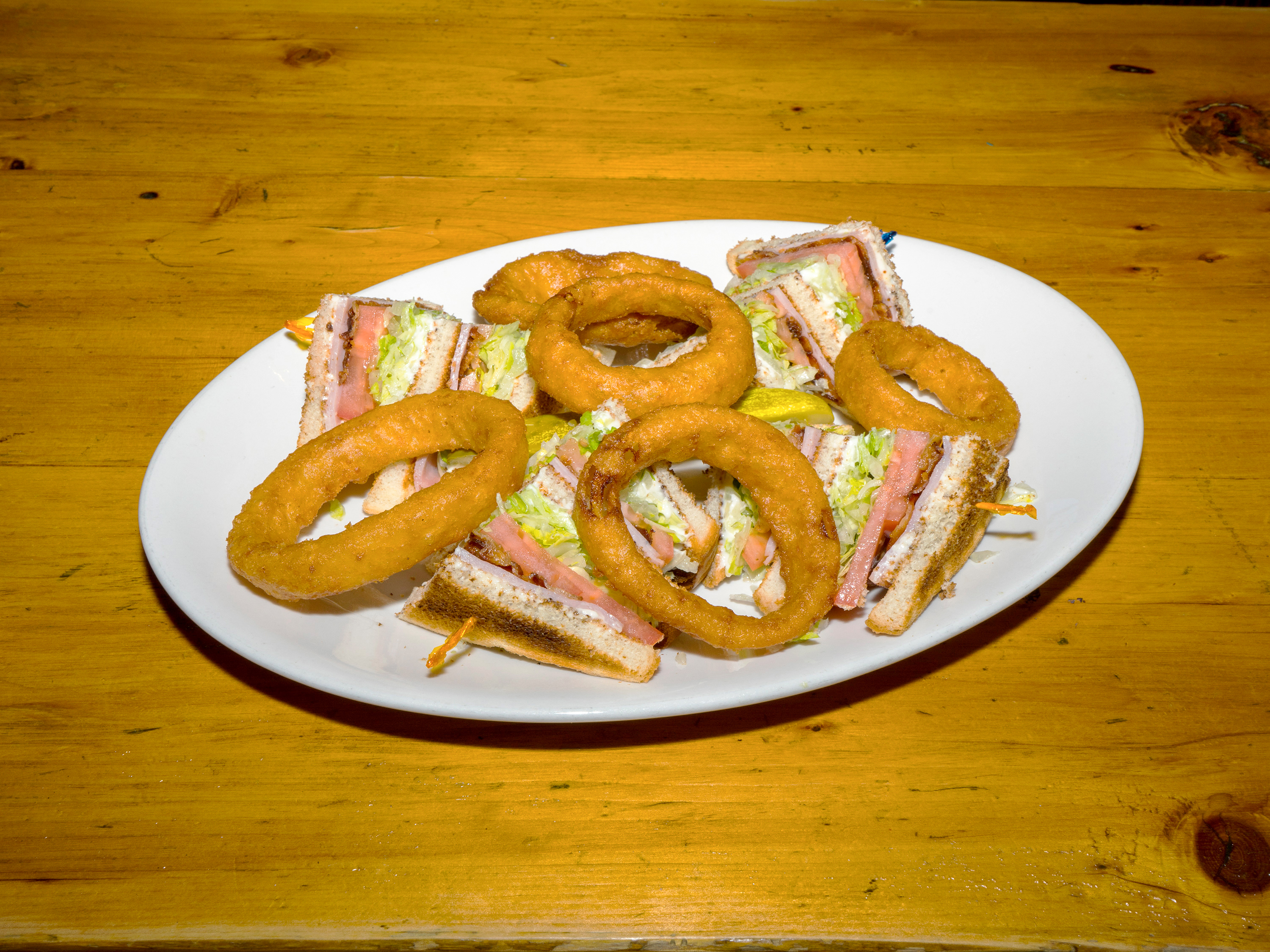Order BLT Club with Fries food online from Phil Sports Bar store, Elmwood Park on bringmethat.com