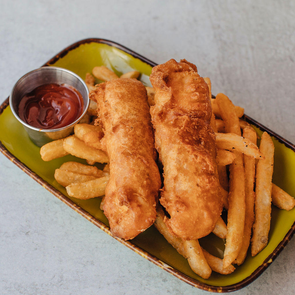 Order Kids Fish and Chips food online from Jimmy Famous American Tavern store, San Diego on bringmethat.com
