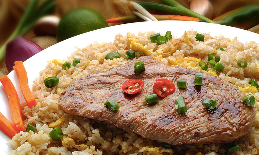Order F1. Grilled Sliced Pork Fried Rice food online from Que Huong store, Plano on bringmethat.com