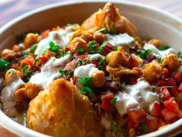 Order SAMOSA CHAAT food online from Naan-Tastic store, Amherst on bringmethat.com