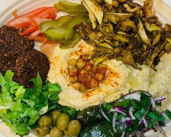 Order Mezze Plate food online from Java Dive Organic Cafe store, Bee Cave on bringmethat.com