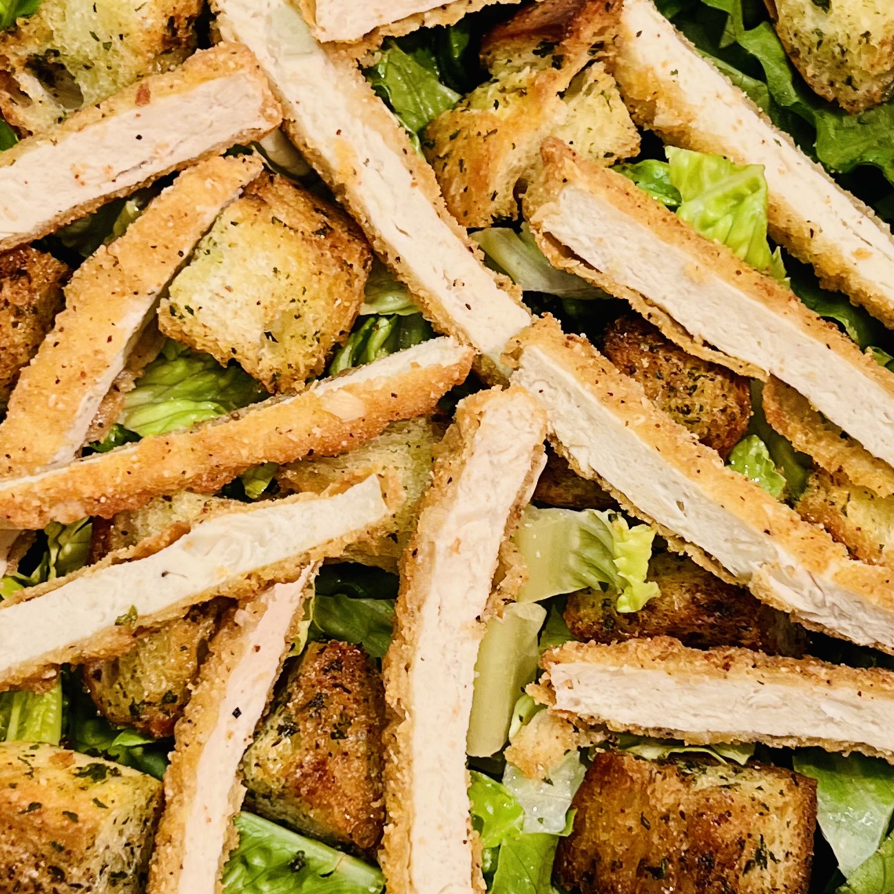 Order Vegan Chicken Cutlet Caesar Salad food online from Nicks Pizza & Deli store, Fanwood on bringmethat.com