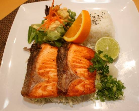 Order Salmon Teriyaki Plate food online from Hana Maru store, Garden Grove on bringmethat.com