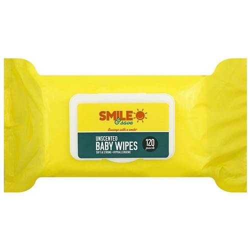 Order Smile & Save Baby Wipes Fragrance Free - 120.0 ea food online from Walgreens store, Berwyn on bringmethat.com