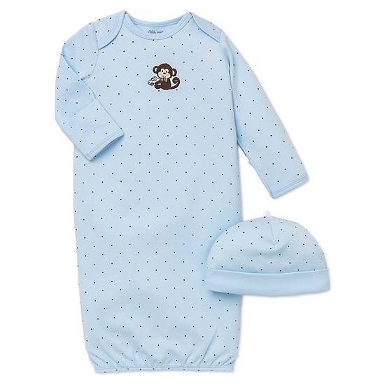 Order Little Me® 2-Piece Monkey Star Long-Sleeve Gown and Hat Set in Blue food online from Bed Bath & Beyond store, Lancaster on bringmethat.com