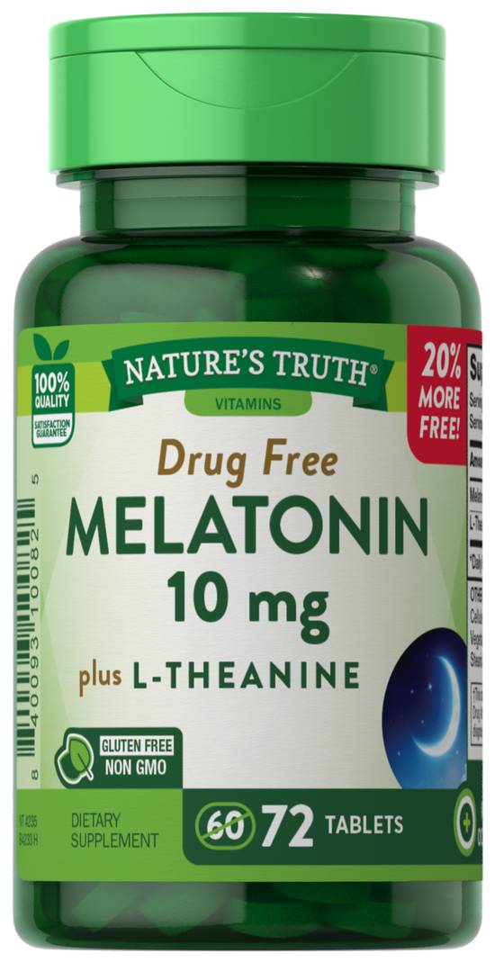 Order Nature's Truth Melatonin Tablets 10 mg plus L-Theanine (72 ct) food online from Rite Aid store, Palm Desert on bringmethat.com