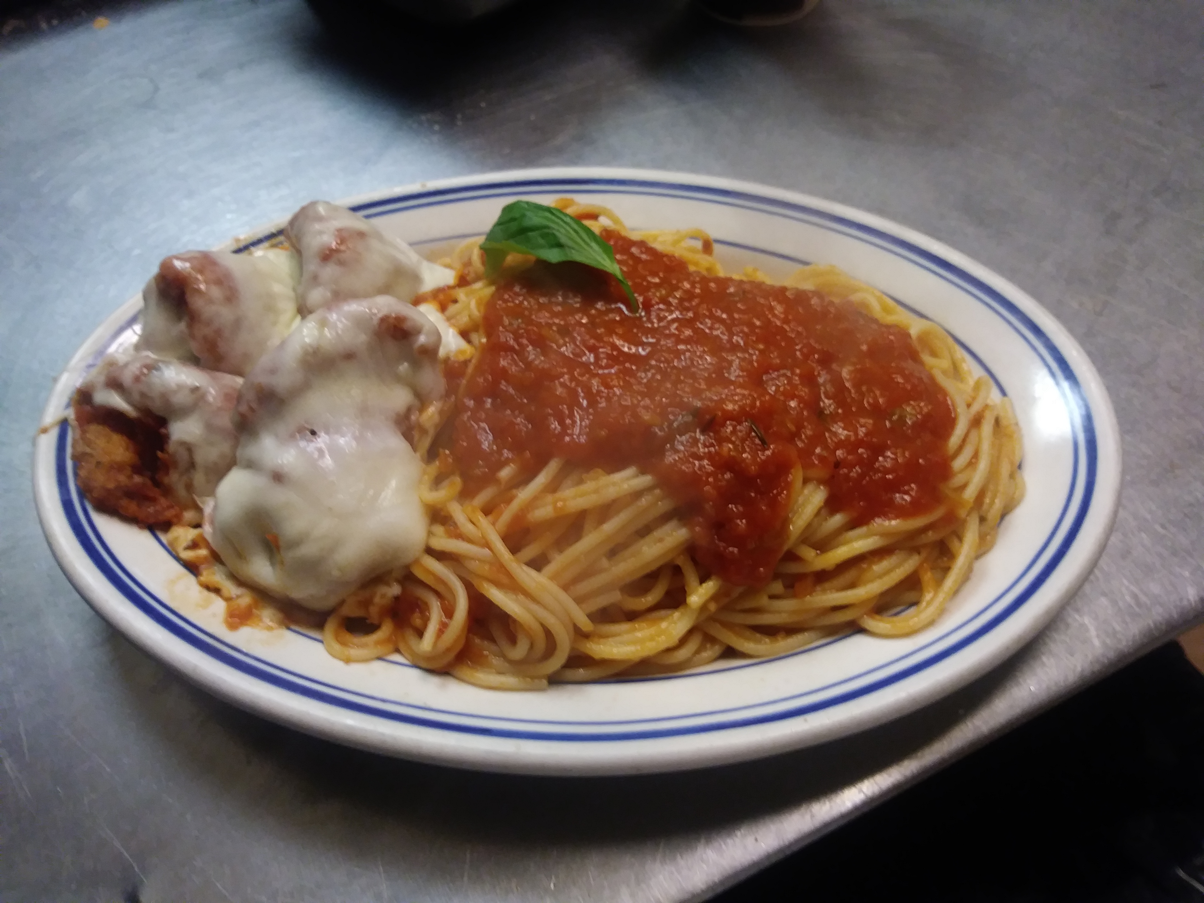 Order Shrimp Parmigiana with Pasta food online from Sofia's Pizza store, Brooklyn on bringmethat.com