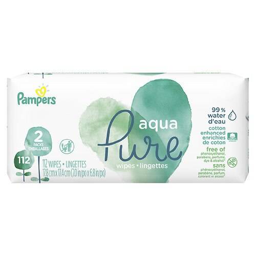 Order Pampers Aqua Pure Sensitive Baby Wipes Pop-Top - 56.0 ea x 2 pack food online from Walgreens store, Placerville on bringmethat.com