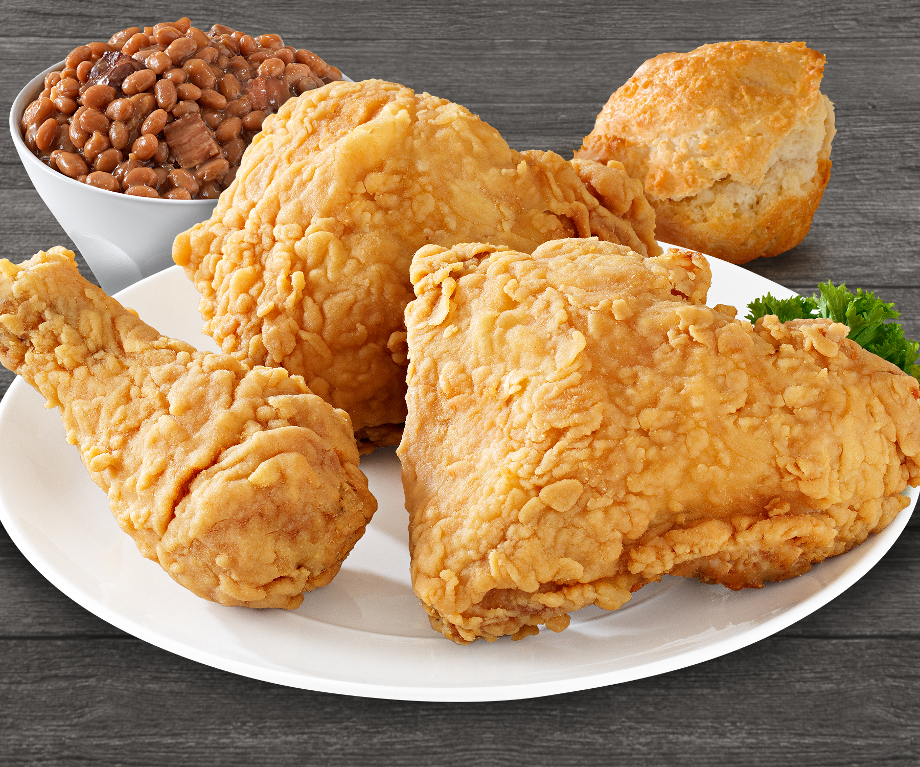 Order 3 Pieces 2 Thighs and 1 Leg with 1 Side food online from Brown Chicken store, Naperville on bringmethat.com