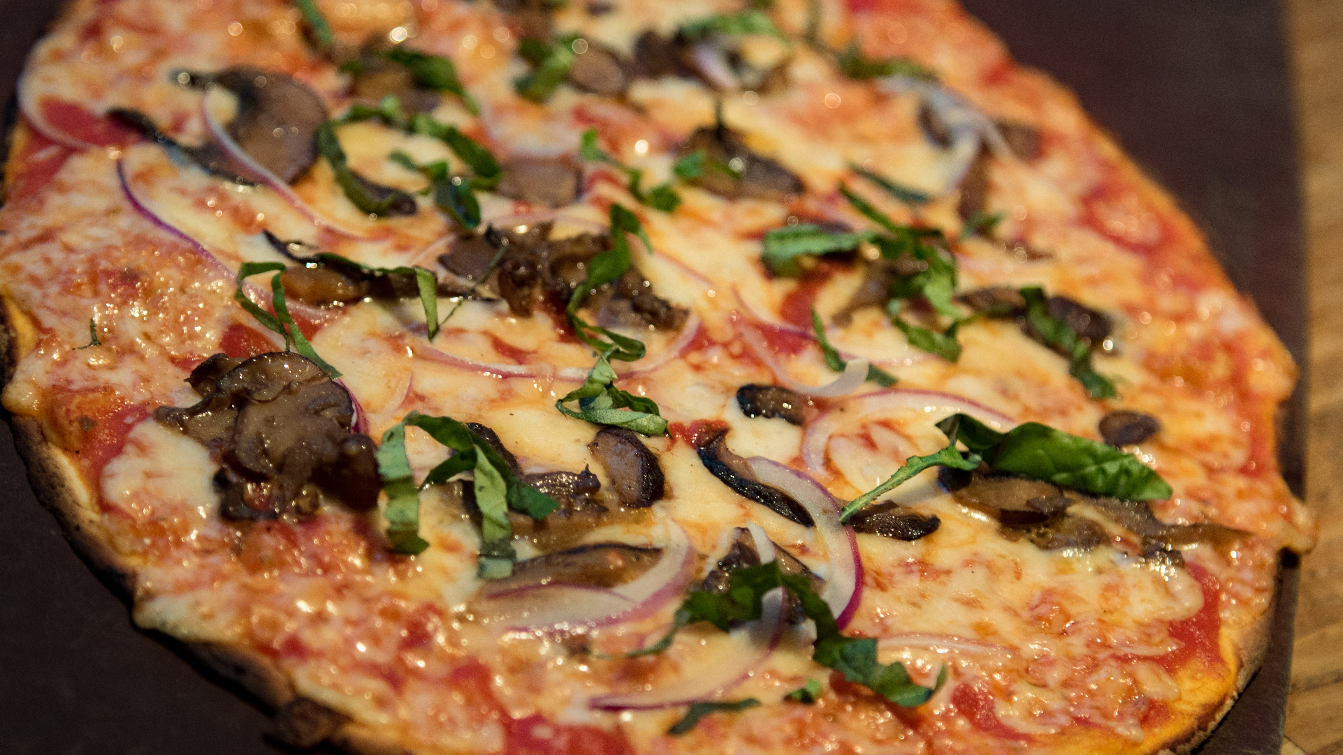 Order Wild Mushrooms and Red Onions Pizza food online from Waldy's wood fired pizza store, New York on bringmethat.com