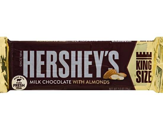 Order Hershey's Milk Chocolate Bar With Almonds, King Size, 2.6oz food online from Rocket store, San Bernardino on bringmethat.com