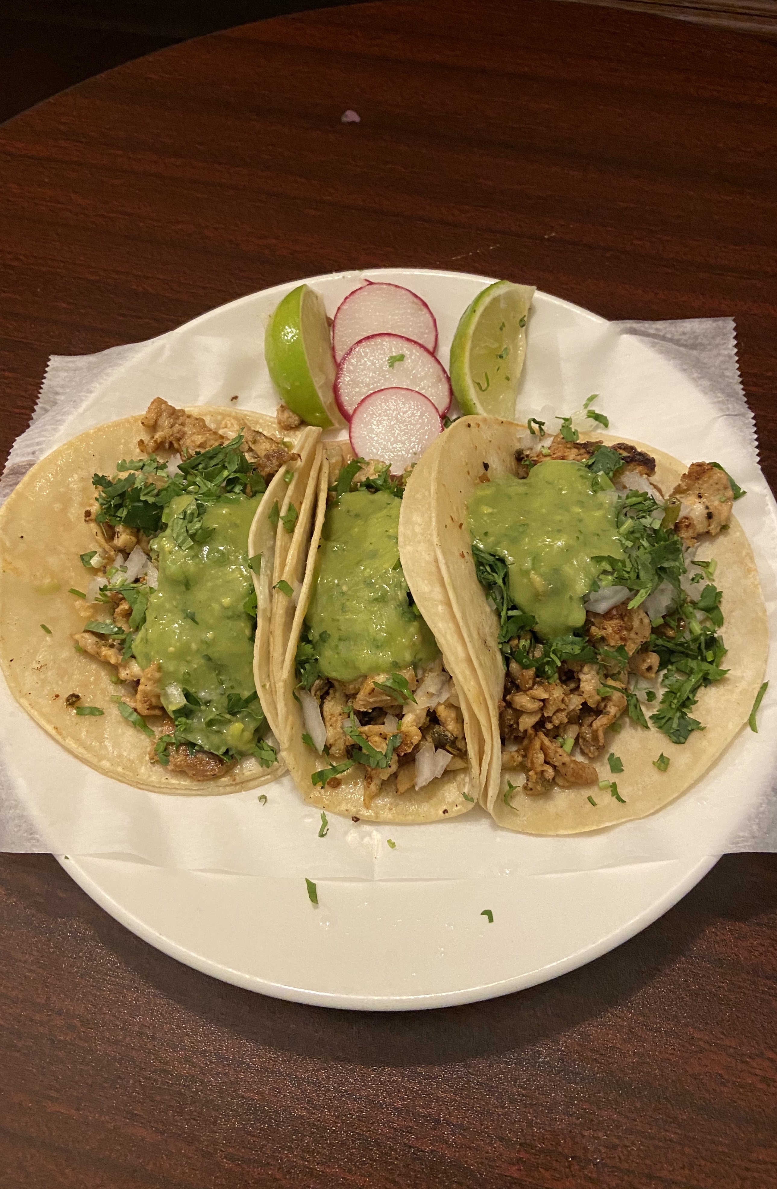 Order 3 Pollo Tacos food online from Chihuahua Mexican Restaurant store, Sunnyside on bringmethat.com