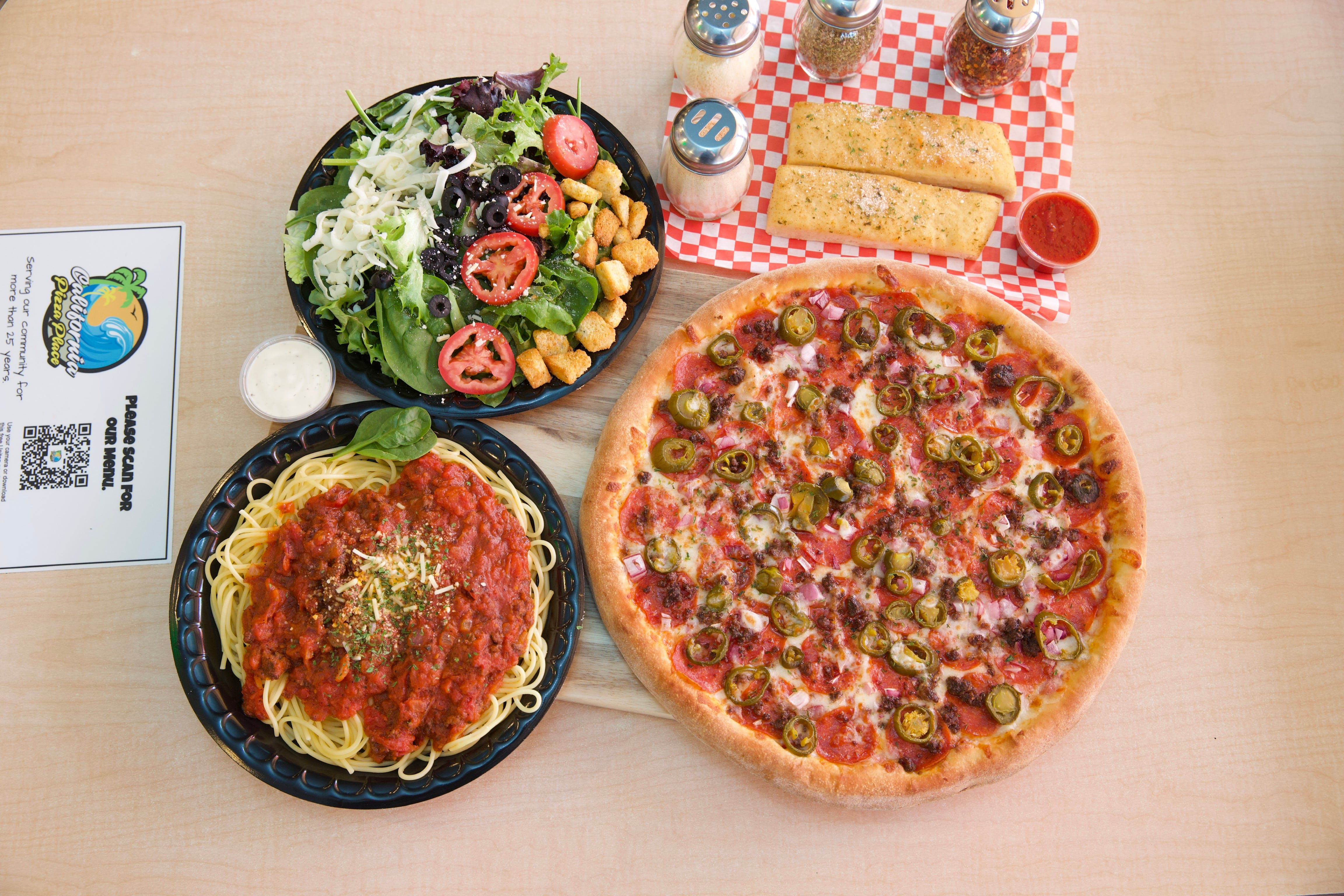 Order Family Special - Special (Serves 4-6 People) food online from California Pizza Place store, Anaheim on bringmethat.com