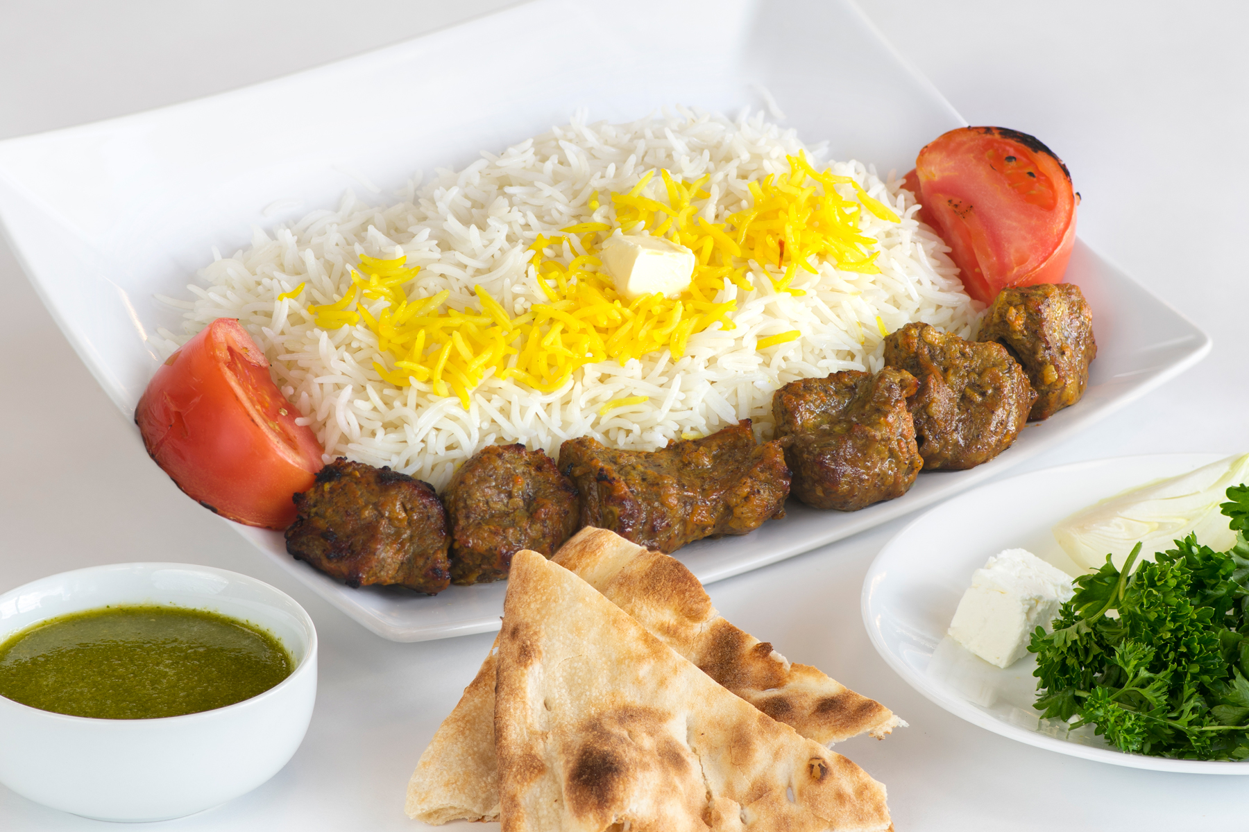 Order 8. Lamb Kabob food online from Saffron House Of Kabob store, Sterling on bringmethat.com
