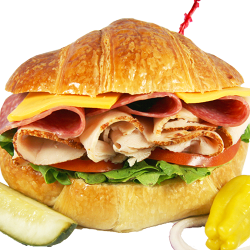 Order 39. Ham, Turkey and Salami with Croissant food online from Lee's Sandwiches store, Chino on bringmethat.com
