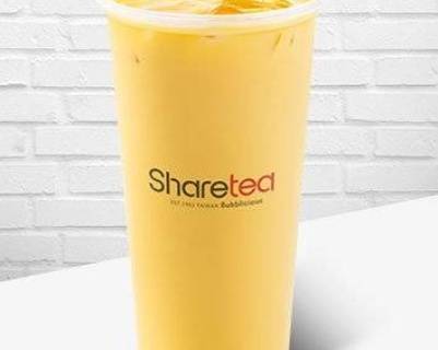 Order Mango Green Milk Tea food online from Sharetea store, Fort Worth on bringmethat.com