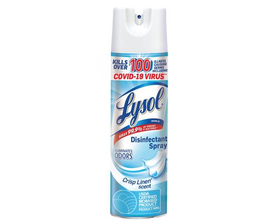 Order Lysol Disinfectant Spray - Crisp Linen Scent food online from East Cooper Family Pharmacy store, Mt Pleasant on bringmethat.com