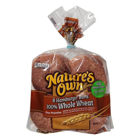 Order Nature's Own · Whole Wheat Hamburger Buns (8 buns) food online from United Supermarkets store, Plainview on bringmethat.com