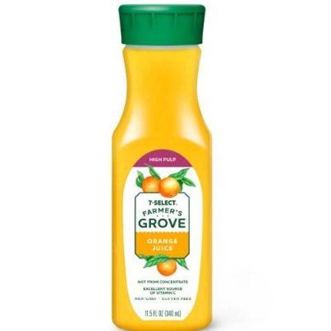 Order 7 Select Farmers Grove Orange Juice - Pulp 11.5oz food online from Speedway store, Etters on bringmethat.com