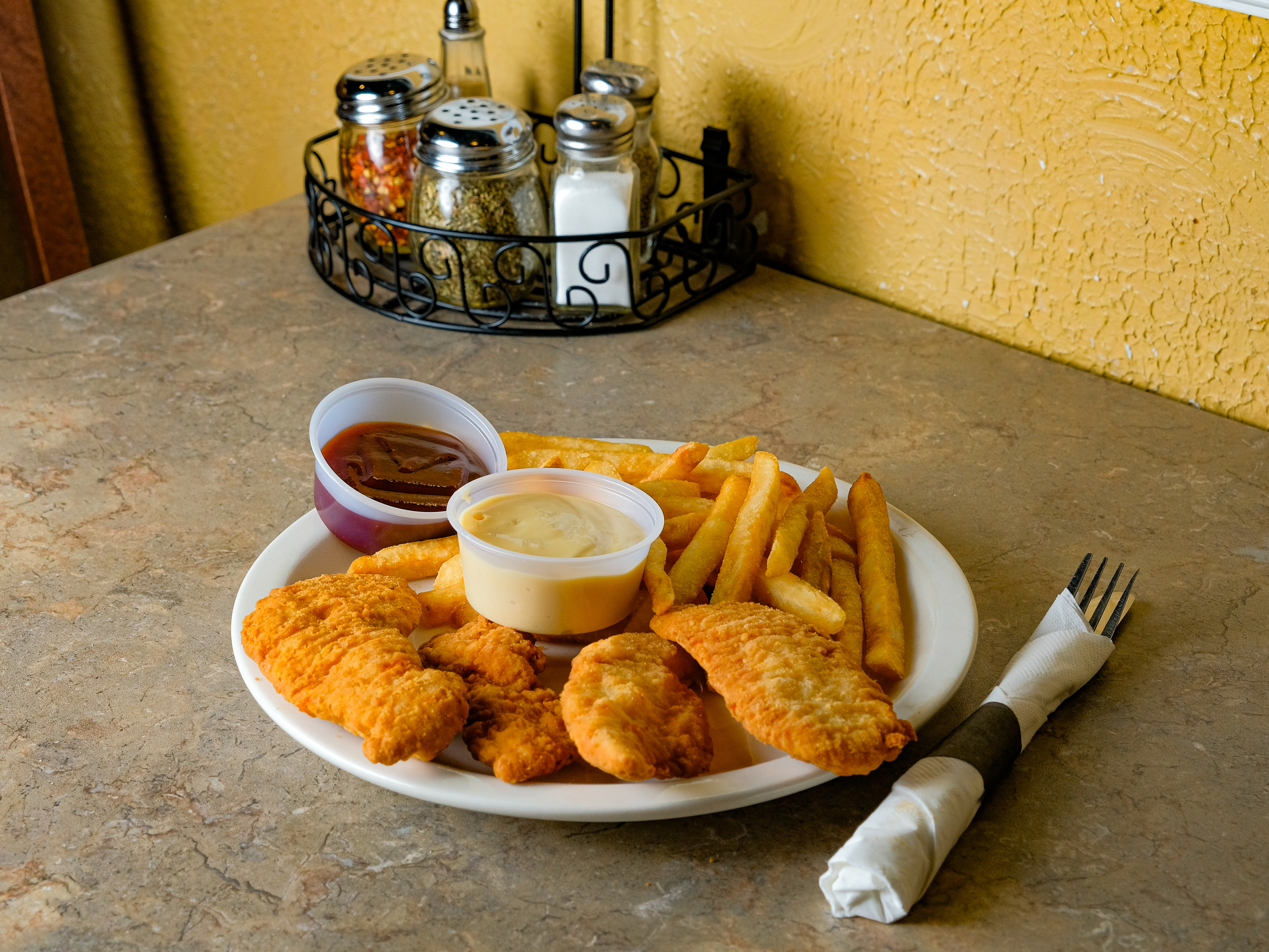 Order Chicken Fingers with French Fries food online from Vince's Pizza & Restaurant store, Morrisville on bringmethat.com