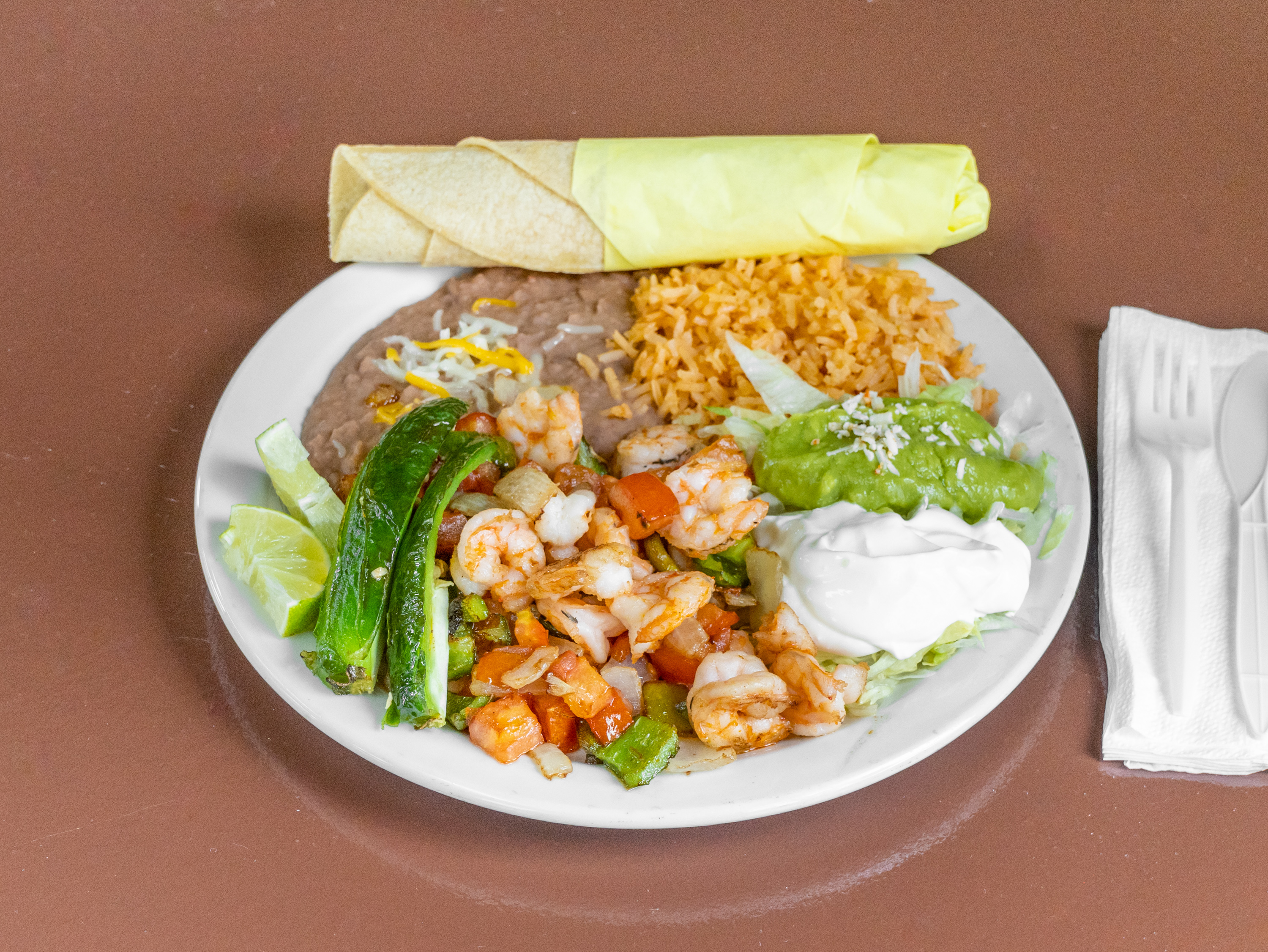 Order Shrimp  Combination Plate food online from Aguacates Mexican Food store, Vista on bringmethat.com