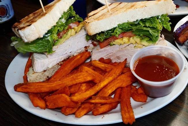 Order Turkey Club Sandwich food online from Rib Hut store, El Paso on bringmethat.com