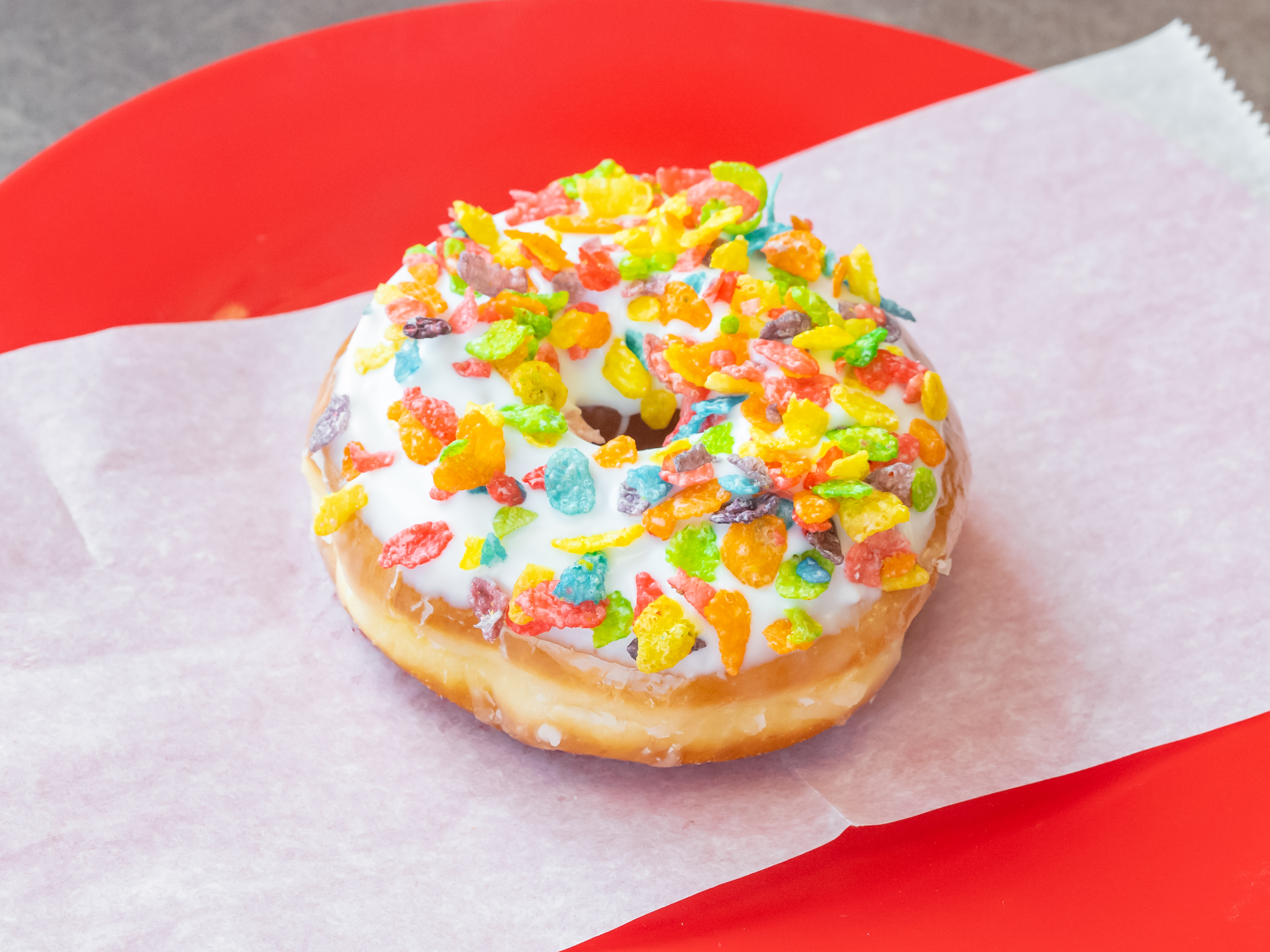 Order 9. Fruity Pebbles Donut food online from Donut Chef store, Roseville on bringmethat.com