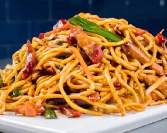 Order Roasted Pork Lo Mein (qt) food online from Wu's Garden store, Upper Leacock on bringmethat.com